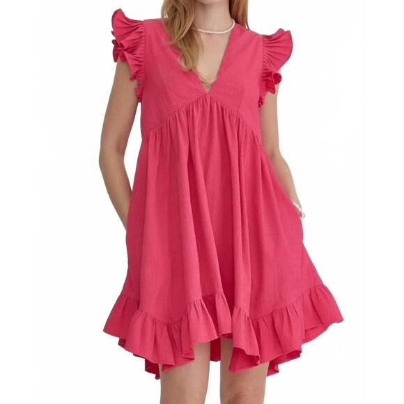 ENTRO Dresses & Skirts - NEW ENTRO ruffle babydoll dress in pretty in pink